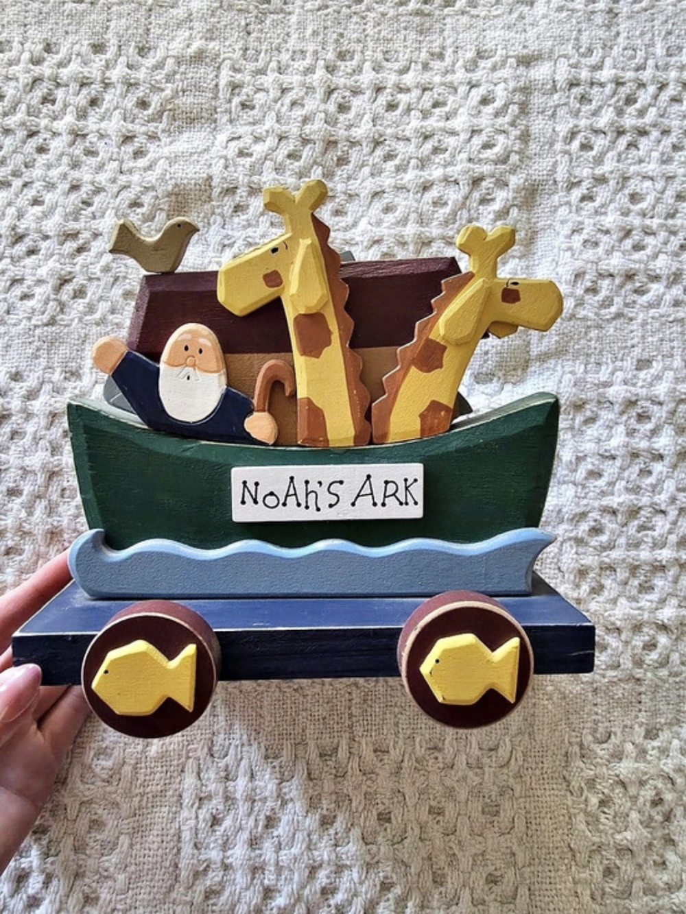 Vintage Terry's Village Noah's Ark Wooden Pull Toy Wheeled Ark Cottagecore